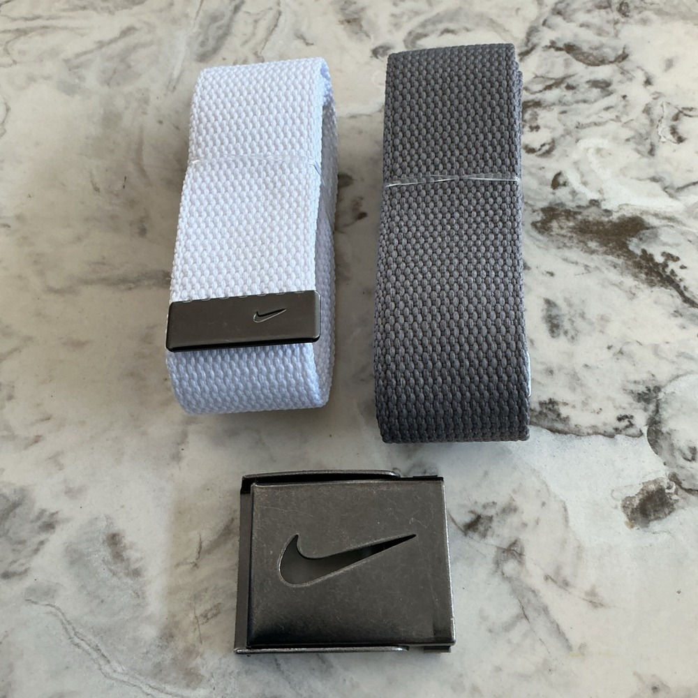 NIKE GOLF MEN'S SINGLE WEB BELT One Size Adjustable Lot of 2 With Nike Buckle